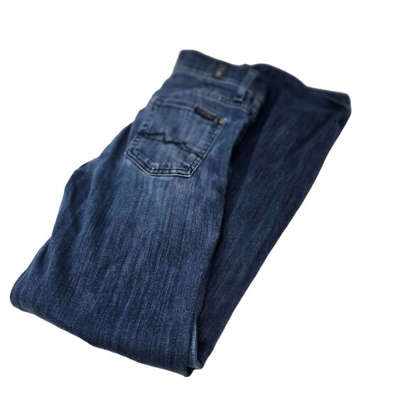 7 For All Mankind Bootcut Jeans Size 26 Women's Blue Denim Stone Washed - Picture 1 of 8